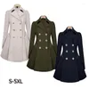 Women's Trench Coats Plus Size Women Coat Autumn Double Breasted Warm Windbreaker Causal Long Ladies Female