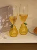 ワイングラスクリエイティブフルーツカップアップルピアシェイプガラスワインカップかわいいシャンパンカップ楽しいワインカップ装飾装飾ウォーターカップビールグラス230814