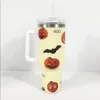 Tassen Halloween Kürbisse Ghost 40 Unzen Becher mit Griff Kaffee Doppelwand Edelstahl Vakuum isoliertes Stroh 230815