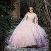 Pink Quinceanera Dresses Ball Gown Off Shoulder Puffy Sweet 16 Dress Beads 3DBow With Cape Celebrity Graduation Party Gowns