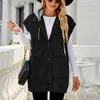 Damesvesten Vrouw Casual roze losse spijkerhaak tank 2023 Autumn Girls solide oversized mouwloze jas vrouwelijke zachte jassen