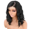 Sapphire Short Curly Human Hair Wig Wig Peruvian Ocean Wave 4x4 Chiusura di pizzo Parrucche per le donne Prenisse Gluteless