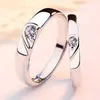 Luxury Bvlgr top jewelry accessories designer woman Couple Ring A Pair of Zircon Rings for Men and Women Stylish Simple Love Shaped Open adjustable Valentine's gift