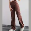 Women's Pants Capris Vintage Straight style baggy Trousers casual pants waist pocket denim pants summer women's y2k high waist cargo pants 230814