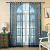 Curtain Blue luxury embroidery tulle Curtains for living room bedroom window gold floral curtain sheers home decor R230815