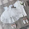 Mädchen Kleider Sommer Prinzessin Kleinkind Baby Mädchen Taufe Kleid Rüschen Ärmel Solide Blumen Zurück Bowknot Kleid + Hüte Outfit