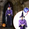 Nowościowe przedmioty Halloween Dekor animowany fioletowy wiedźma wisząca house dekoracje rekwizytów LED Eye J230815