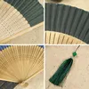 Decorative Figurines Vintage Style Silk Folding Fan Chinese Art Craft Gift Home Decoration Ornaments Dance Hand