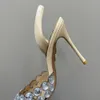 Slingback stiletto häl klänningskor stor partikel strass ihålig ut pekade tåpumpar fest kvällskor kvinnors lyxdesigners höga skor 35-41 med låda