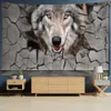 Tapissries Wolf Head Tapestry Wall Hanging Hippie Death Mystery Dormitory Home Decor R230815