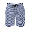 Shorts masculinos azul marinho e branco ginástica padrão de listras de verão