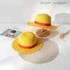 Caps Hats 2023 Luffy Straw Hat Cartoon Role Play Hoed Accessoires Zomer Zon Hoed Sunshade ouder Kinderhoed Vrouwige luffy hoed Z230815