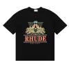 Rhude T-Shirt Mens Designer T Shirt قمصان تجريب للرجال القمصان الضخمة تي شيرت تي شيرت 100 ٪ من القطن rhude tshirts خمر الحجم قصير الأكمام S-5XL 796177042