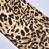 Kvinnors tvådelar Pants 2023 Fashion Casual Plus Size Leopard Print Set Wrap Chest Wide Leg Female Two-Piece Set Elastic Sleeveless Outfit