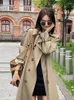 Women's Trench Coats Nice Korean Style Loose Oversized Long Commuting Elegant Coat Double-Breasted Belted Lady Cloak Windbreaker