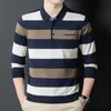 Męskie polo ymwmhu męskie koszulka polo ubrania w stylu biznesowym z długim rękawem jesień i wiosenne swobodne dla mężczyzny Korean Slimtops 230815