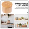 Storage Bottles Bamboo Seasoning Jar Glass Containers Condiment Multi-function Spice Seasoned Salt Holder Magnet Kitchen Supply