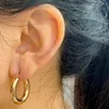 Stud Steel Gold Color Tone Women Chunky Earrings Stainless Wives Round Smooth Thick Hoop Gift Fashion Jewelry 20mm25mm 230814