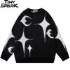 Męskie swetry męskie sweter streetwear gwiazda księżyca graficzny graficzny sweter Hip Hop pullover bawełny harajuku sweter miękki y2k czarny szary 230814