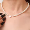 Hanger kettingen trendy shell hart imitatie parels ketting vrouwen handgemaakt 6 mm stenen kralen voor sieradencadeau