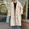 Trench de trincheira masculina Men Oversize Solid Double Double Bastted Loose Coat Allmatch Streetwear Turndown Collar Sashes Hombre coreano Moda 230814