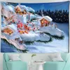 Tapestries Snowman Illustration Tapestry Wall Hanging Christmas New Year Gift Hippie Art Bakgrund Tyg Heminredning R230815