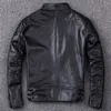 Мужские куртки весна и осень натуральная куртка для кожи мужская мотоциклевая байкерская одежда Человек Слим настоящий кожаный пальто 230814