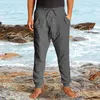 Pantaloni da uomo pantaloni di lino di cotone lunghi pantaloni a colori solidi in vita alta abbigliamento per le vacanze sciolte abiti da vacanza pantalones hombre 230815