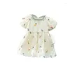 Girl'S Dresses Girl 2023 Summer Children Toddler Girls Clothes Sweet Floral Bow Short Sleeve Puffy Princess Dress Cute Lovely Clothi Dhfmh