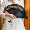 Decorative Figurines Chinese Retro Style Peacock Bronzing Feather Silk 7 Inch Folding Fan Portable Dance Men And Women Summer