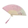 Dekorative Figuren Vintage Bambusklapper Hand gehaltene Blumenfan Chinesische Tanzparty solide für Fans, die personalisiert sind