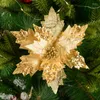 Flores decorativas 1/2pcs 20cm Glitter Artificial Christmas Arregadia Decorações para Presentes do Ano em casa 2023 Navidad