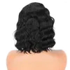 Sapphire Short Curly Human Hair Wig Wig Peruvian Ocean Wave 4x4 Chiusura di pizzo Parrucche per le donne Prenisse Gluteless