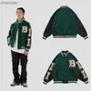 Men Varsity Bomber Jacke Harajuku Korea Knochenbrief Patchwork Hip Hop Streetwear Single Bbrasted Baseballmäntel Unisex College HKD230815