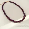 Pendant Necklaces Burgundy Crushed Stone Beaded Necklace Irregular Design Women Vintage Jewelry