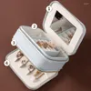 Jewelry Pouches Mini Organizer Display Travel Zipper Case Boxes Earrings Necklace Ring Portable Box Leather Storage Gift