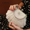 Evening Bags White/ivory Pearl Bag Women's Handbag Day Clutch Small Bride And Bridesmaids Party With Handle