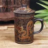 Canecas Chayulu Made Yixing Dragonbeauty Caneca de chá de argila roxa com tampa e copo de infusser o escritório de água drinques de presente 230815