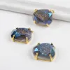 Pendant Necklaces 3PCS Egg Shape Druzy Faceted 18K Gold Plated Charm For Jewelry Making DIY Necklace Accessories Wholesale