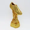 Dekorativa föremål Figurer 29cm Hög fotbollsfotbollsfoto -trofé Guldpläterad Award Shoe Boot League Souvenir Cup Gift Anpassad bokstäver 230814