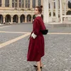 Women's Trench Coats Spring Autumn Lapel Single-breasted Long-sleeve Women Mid-length Windbreaker With Sashes Wine Red Blue Female Windproof
