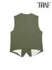 TRAF Vrouwen Mode Knop Linnen Vest Vintage V-hals Mouwloos Vrouwelijke Bovenkleding Chic Vest Tops 230815