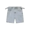 Jeans masculino shorts de verão calças de algodão Ferramenta de rio de rua casual bolso reto Bande