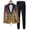 Abiti da uomo Blazer Moda Abito con paillettes 2 pezzi Uomo Bar KTV Abito da spettacolo teatrale Abbigliamento sfumato maschile 230815