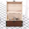 Bolsas de jóias Bolsas de tesouro de madeira Caixa de armazenamento retro caixa da caixa de moedas Piggy Bank Organizador