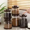 Förvaringsflaskor kaffebönor vakuum tätade tankar hushåll glas tank mat tryck typ transparent som används för fuktutveckling