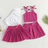 Ensembles de vêtements 1-6 ans mode enfants bébé filles vêtements ensemble couleur unie sans manches débardeurs jupe plissée 2 pièces tenue d'été