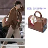 Duffel Bags Kpop V Design Mute Boston Bag Large Capacity Tote Leather Travel Shoulder Bag with Silk Scarf Dust Bag for Fans Gifts Boston Bag J230815