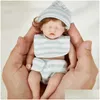 Dockor 6 tum 15 cm mini Reborn Baby Doll Girl fl Body Sile Realistic Artificial Soft Toy With Roooted Hair Drop 220315 Leverans Toys GI DH9HD
