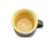 Cups Saucers 100pcs Handgemaakte natuurlijke bamboe thee Cup Japanese stijl biermelk met handvat groen Eco-vriendelijke reisvaartuigen Lin3999